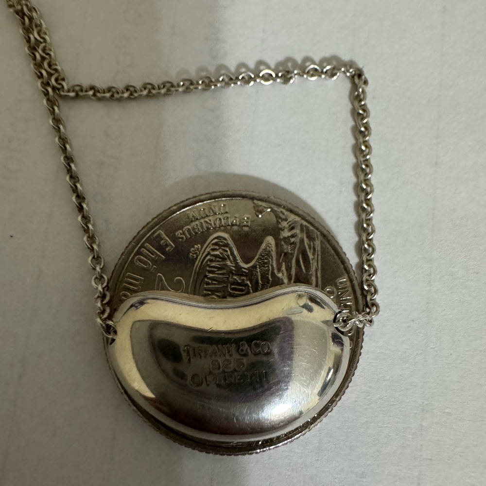 Tiffany & Co. Sterling Silver Lg Puff Bean Pendant Necklace - Picture 6 of 6